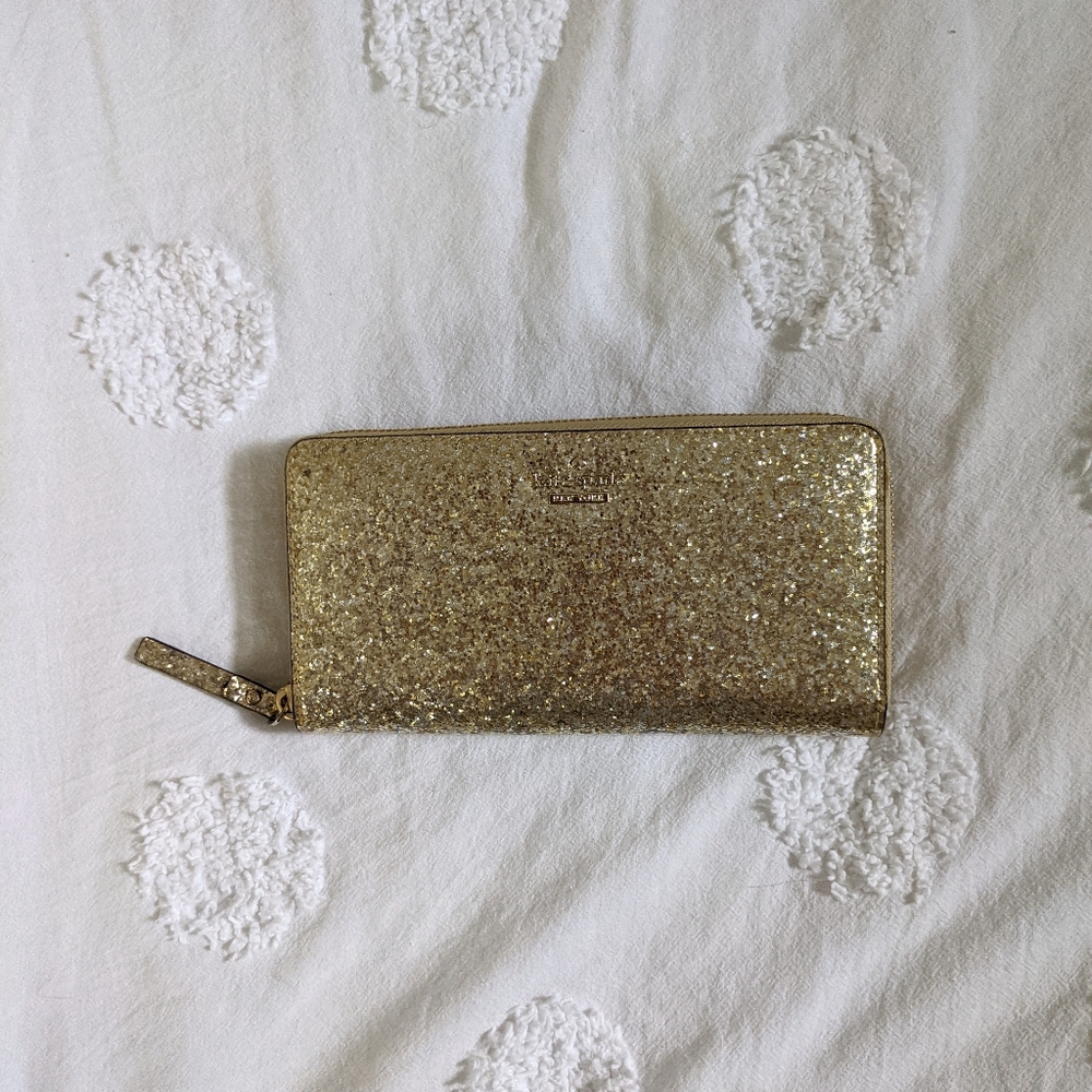 Kate Spade gold glitter wallet